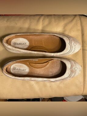 Ariat Light Beige Suede Leather Slip-On Ballet Flats